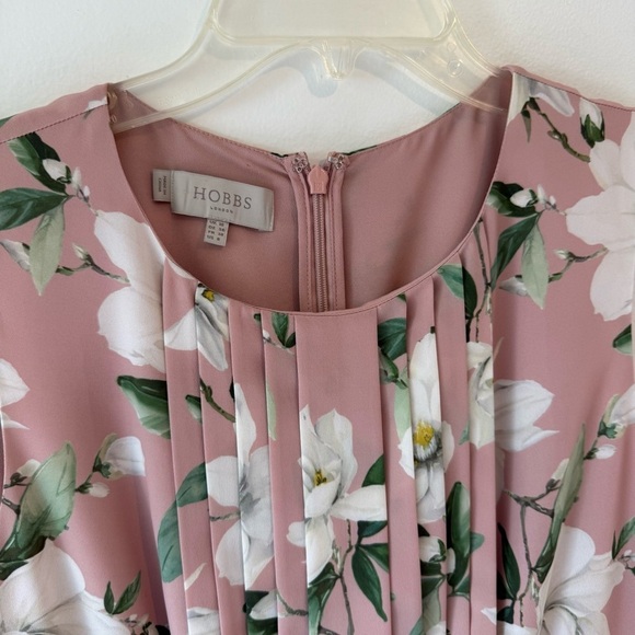 Hobbs Kiri midi dress spring blush Floral print crew neck fit flare 6 sleeveless - Picture 2 of 9